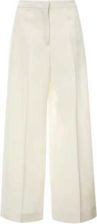 Pleated Stretch-Silk Cropped Wide-Leg Pants
