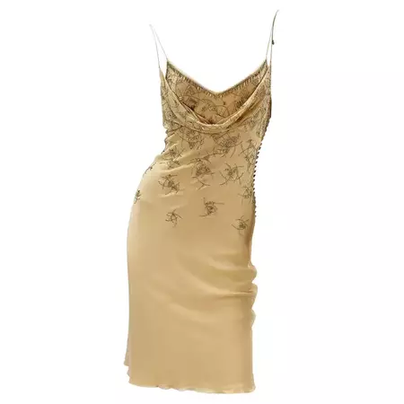 Christian Dior by John Galliano 2005 Silk Nude Embellished Dress Fr. 42 For Sale at 1stDibs