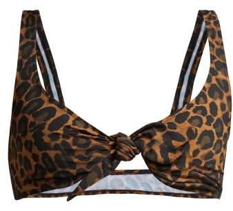 Fisch - Lurin Tie Front Leopard Print Bikini Top - Womens - Leopard