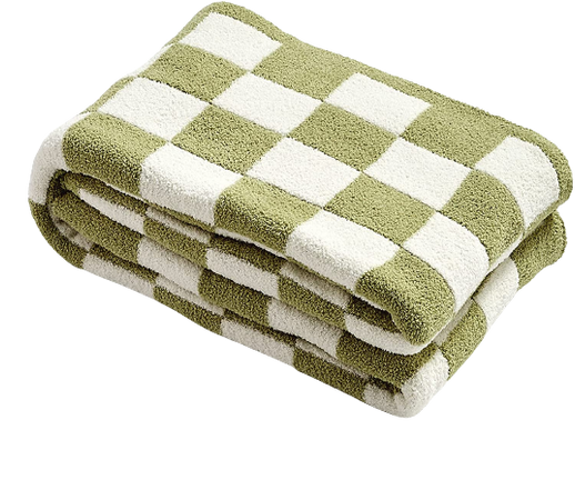 YIRUIO Throw Blankets Checkerboard Grid Chessboard Gingham Warmer Comfort Plush Reversible Microfiber Cozy Decor for Home Bed Couch(sage Green, 51''x63'')