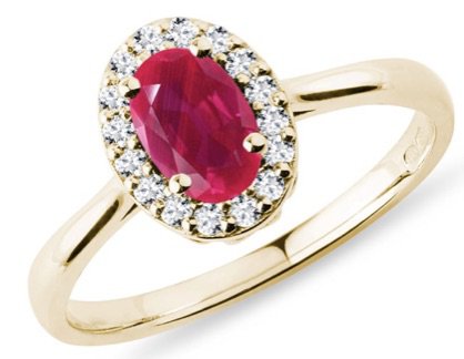 OVAL RUBY ​​AND DIAMOND RING IN GOLD