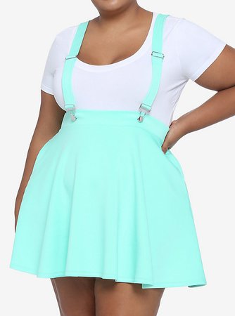 Mint Suspender Circle Skirt Plus Size