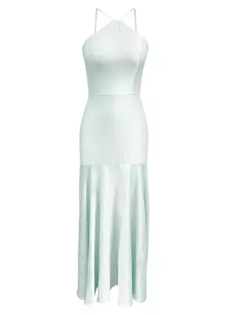 Shop Dress The Population Justine Satin Halter Mermaid Gown | Saks Fifth Avenue