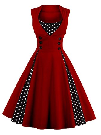 Dark Red Rockabilly Dress