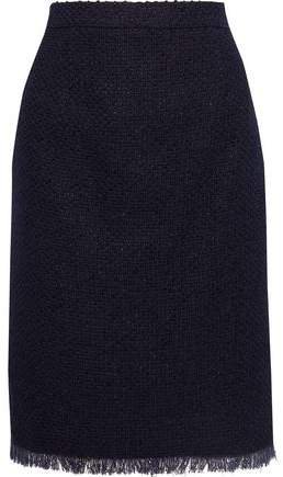 Frayed Cotton-blend Tweed Pencil Skirt