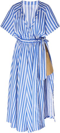 Rosie Assoulin Layered Striped Cotton Dress Size: 0