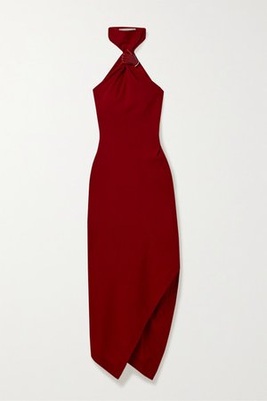 Monse | Asymmetric embellished wool-crepe halterneck dress | NET-A-PORTER.COM