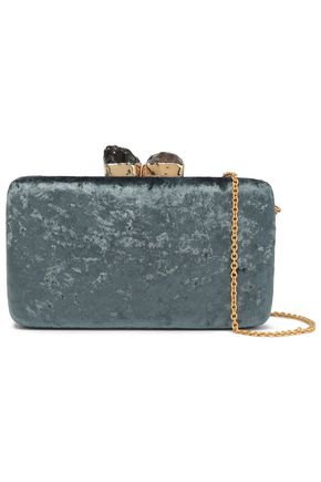 Margaux stone-embellished crushed-velvet clutch | KAYU | Sale up to 70% off | THE OUTNET