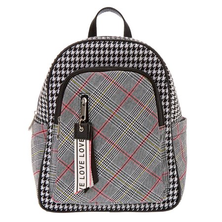 Plaid Houndstooth Midi Backpack | Claire's