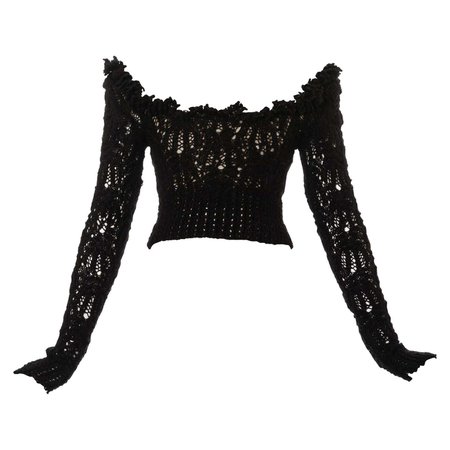 Vivienne Westwood black crochet wool off-shoulder corset, fw 1993 For Sale at 1stDibs
