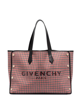 Givenchy black & red medium Bond houndstooth-print tote bag for women | BB50AVB100 at Farfetch.com