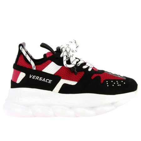 Versace Sneakers Chain Reaction Versace Sneakers In Macro Neoprene Mesh And Leather With Finishings By Versace