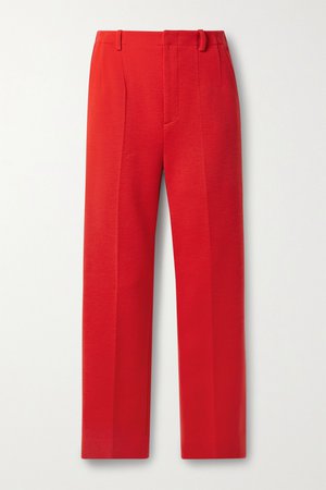 Red Wool-blend straight-leg pants | SAINT LAURENT | NET-A-PORTER