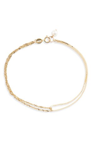 Poppy Finch Shimmer Cultured Pearl Double Chain Bracelet | Nordstrom
