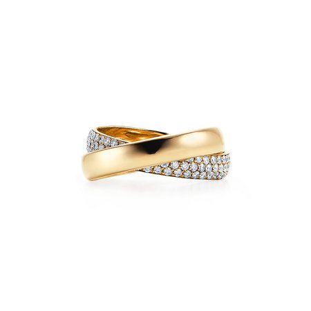 Paloma's Melody two-band ring in 18k gold with diamonds. | Tiffany & Co.