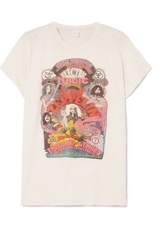 MadeWorn | Led Zeppelin distressed printed cotton-jersey T-shirt | NET-A-PORTER.COM