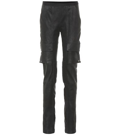 Leather and stretch cotton pants