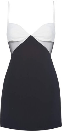 Two-Toned Tulle-Trim Mini Dress