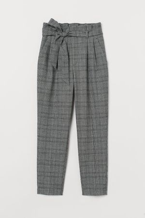 Paper-bag Pants - Gray/checked - Ladies | H&M CA