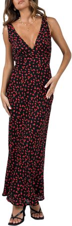 Amazon.com: Biayxms Women V Neck Floral Strappy Long Dresses Bodycon Sleeveless Slim Maxi Dress Party Beach Club Summer Sundress : Clothing, Shoes & Jewelry