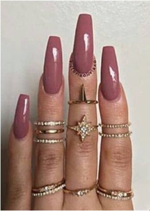 nude red coffin nails