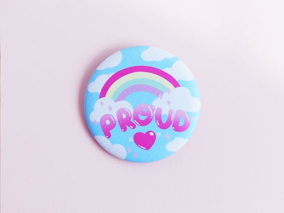 Proud Rainbow 56mm Pin Badge Pride Gay Love Pastel Queer | Etsy