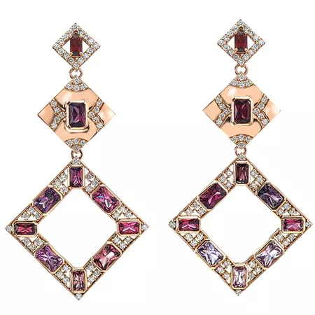 Giovanna One of a Kind Rose Gold Spinel and Diamond Dangle Earrings by GiGi Ferranti Jewelry