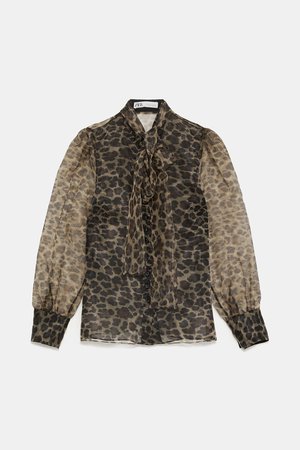 ANIMAL PRINT BLOUSE WITH TIE - View All-SHIRTS | BLOUSES-WOMAN | ZARA United States