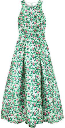 Floral-print Satin Gown - Green