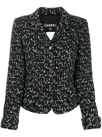 Black Chanel Pre-Owned 2006 Textured Slim Jacket | Farfetch.com