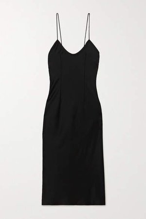 Satin Midi Dress - Black