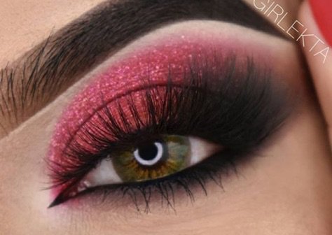 Red Glitter Eye Makeup