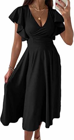 Amazon.com: Asvivid Wedding Guest Dresses for Women 2023 Summer V Neck Midi Rehearsal Dinner Long Dress : Clothing, Shoes & Jewelry
