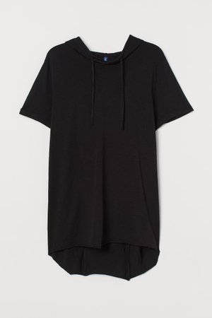 Long Hooded T-shirt - Black - For All | H&M CA