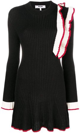 frill-trim sweater dress