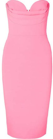 Alex Perry Strapless Neon Crepe Dress - Pink