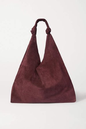 Bindle Suede Shoulder Bag - Burgundy