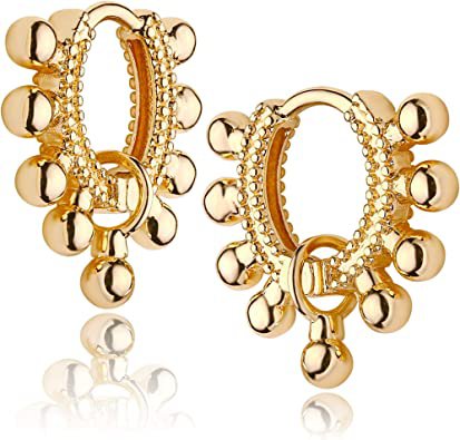 Amazon.com: Mevecco Gold Dainty Huggie Hoop Earring,14K Gold Plated Cute Tiny Drop Ball Hoop Earrings for Women (ball): Clothing, Shoes & Jewelry
