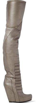 Ruhlmann Metallic Textured-leather Wedge Thigh Boots