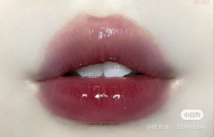 cute red glossy lips