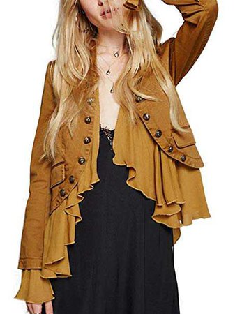 Amazon.com: HaoDuoYi Womens Vintage Ruffle Lightweight Open Front Coat Cardigan Jacket: Clothing