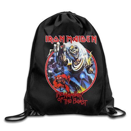 Amazon.com | Iron Maiden Monster Heavy Metal Band Logo Drawstring Backpack Bag White | Drawstring Bags