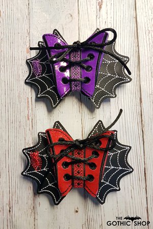 Corset Spiderweb Gothic Hair Bow Clip | Gothic Accessories