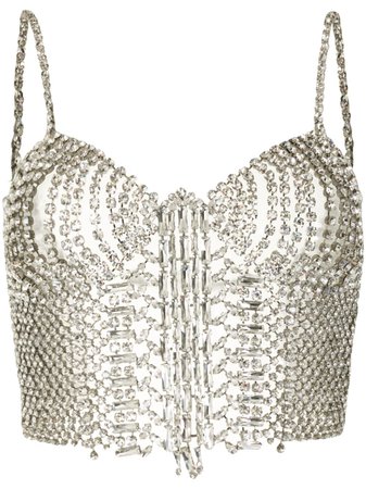 Silver Ermanno Scervino crystal-embellished cropped top - Farfetch