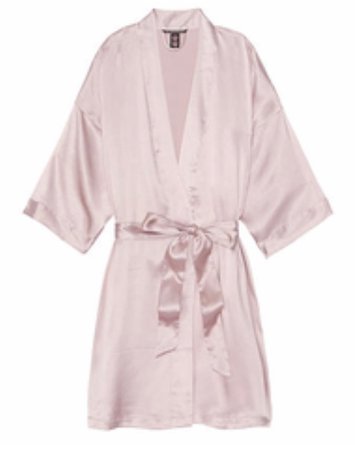 Short pale pink satin robe