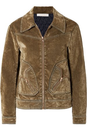 See By Chloé | Cotton-blend velvet bomber jacket | NET-A-PORTER.COM