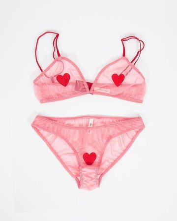 pink heart underwear set