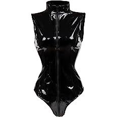 Amazon.com: bslingerie Sexy Wet Look PVC Zip Up Clubwear Bodysuit Teddy (Black Teddy, 3XL): Clothing, Shoes & Jewelry