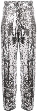 sequinned straight leg trousers