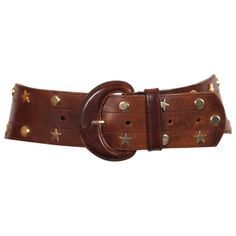 brown gold star leather belt